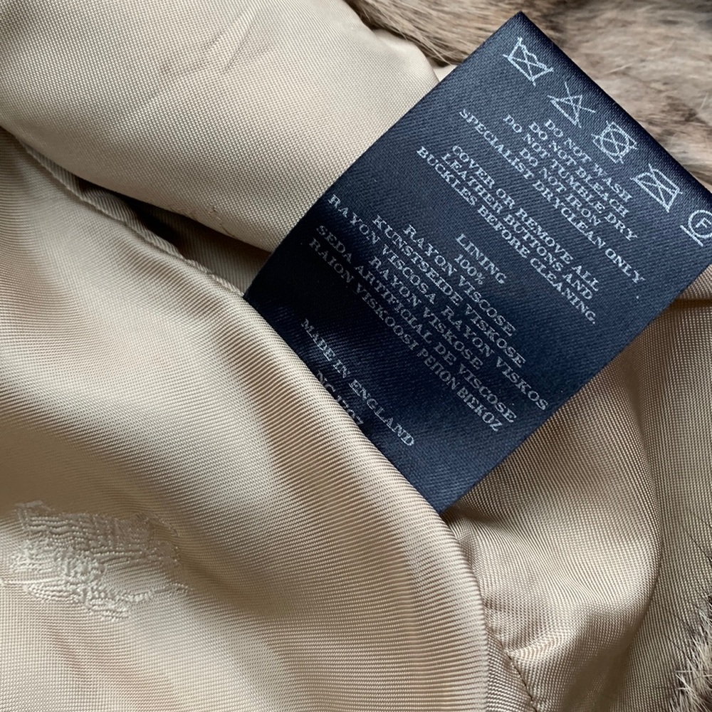 Burberry 🤎 London Cropped Crop Brown Fur Satin Lined Coat Mob Wife Chic 4US 6UK - Picture 11 of 15